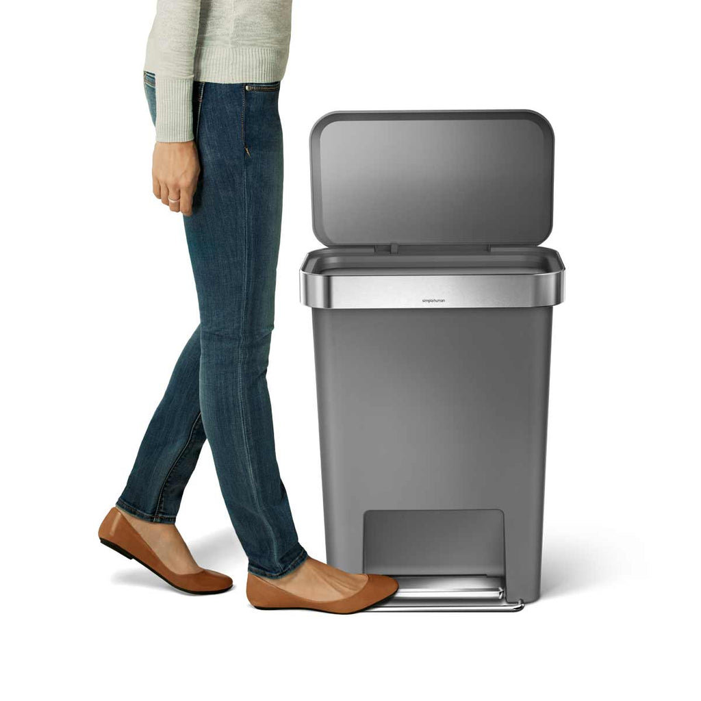 45L Plastic Rectangular Step Can with Liner Pocket (CB)