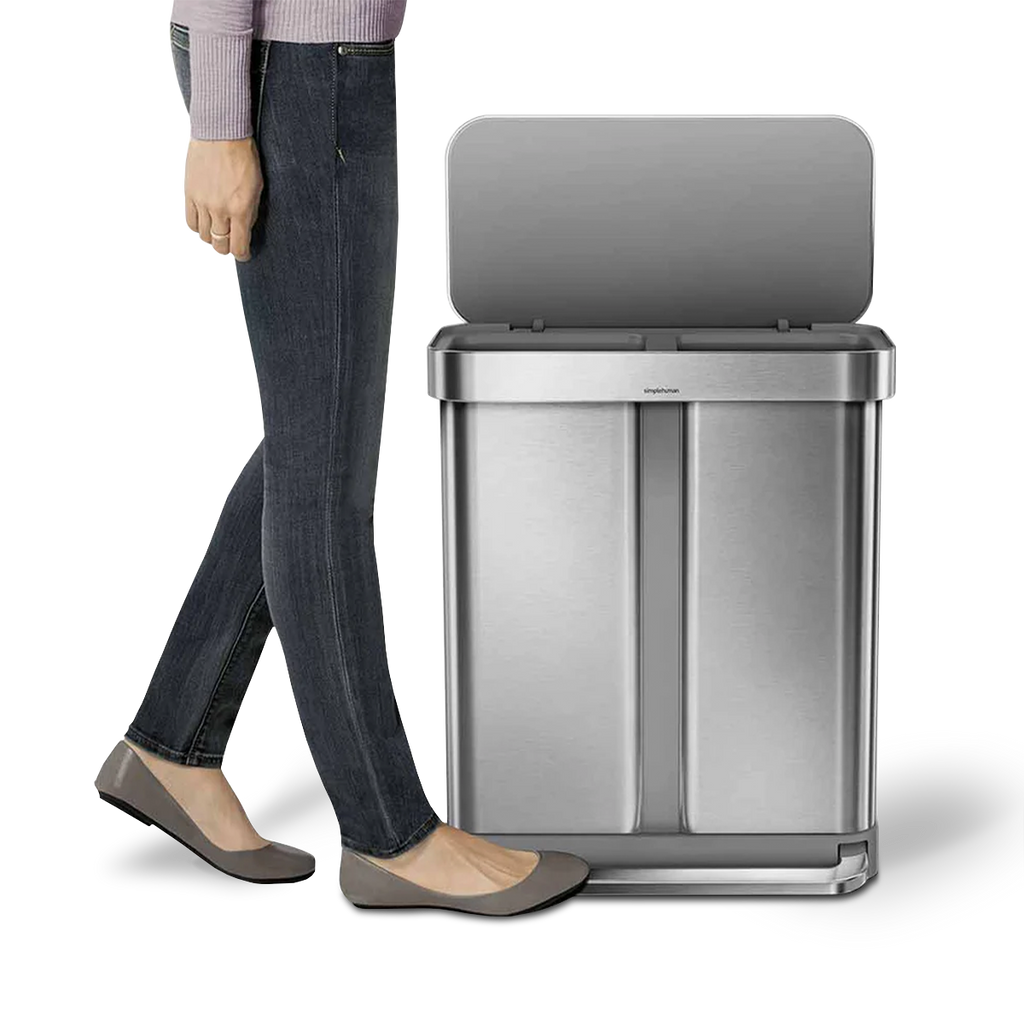 gen1 58L dual compartment rectangular sensor can with voice and motion control