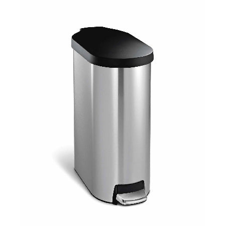 studio 45 litre slim step can. brushed stainless steel plastic lid