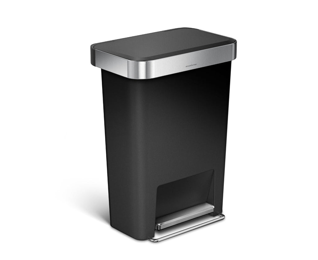 studio 45 litre. rectangular plastic step can with liner pocket